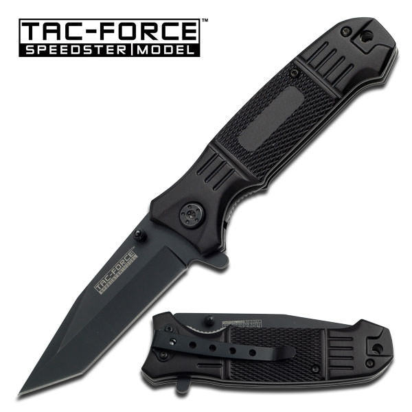 3.25" Black Tanto Blade Engravable Tactical EDC Spring Assist Knife - Tophatter's Army Products & Self Defense Collectible Weapons - Tophatter Daily Deals